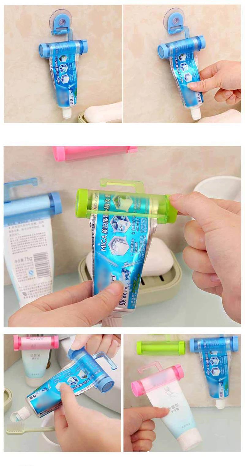 משחת שיניים Dispenser רולינג מסחטת מחזיק תליית וו יניקה פלסטיק צינור W משחת שיניים Dispenser רולינג מסחטת מחזיק תליית וו יניקה פלסטיק צינור W