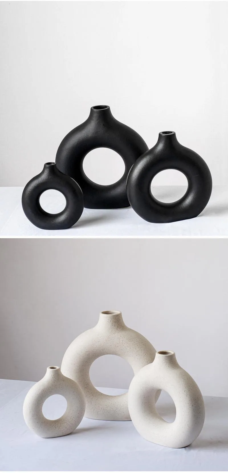 Vase קרמיקה חלולה עגול vase סופגניות nordic אמנות pampas דשא בית קישוט אביזרים למשרד סלון עיצוב פנים